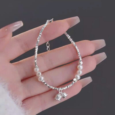 Vòng Tay Bạc Nữ Charm Hoa Linh Lan Phối Ngọc Trai Cao Cấp - LUMIÈRE