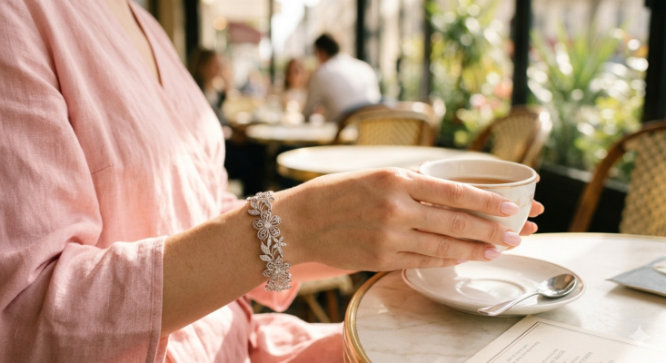 Vòng tay hoa bạc